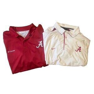 Lot Of 2 Alabama Crimson Tide Football Men's Polo Nike Columbia XL EUC‎